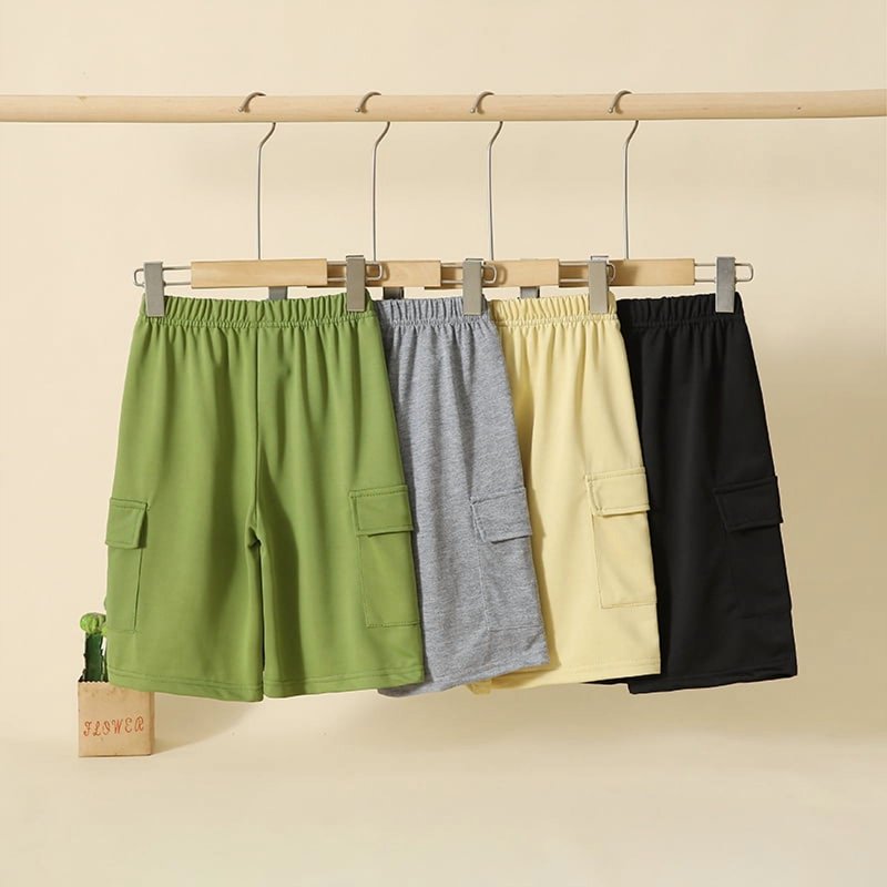 Kids Cargo Shorts 4-Pack - Boys' Summer Athletic Joggers with Pockets