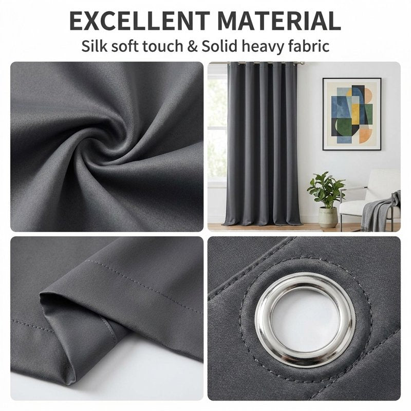 Blackout Window Curtains Set - Room Darkening Thermal Insulated Drapes