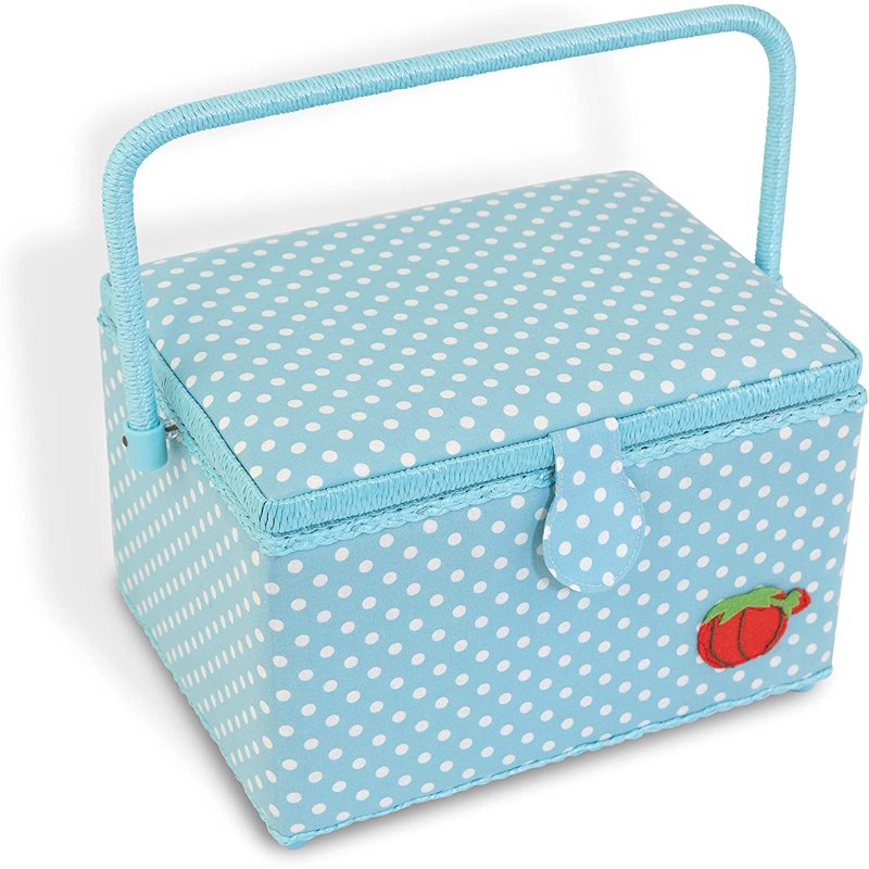 Large Sewing Basket Kit with Tools - Aqua Dots