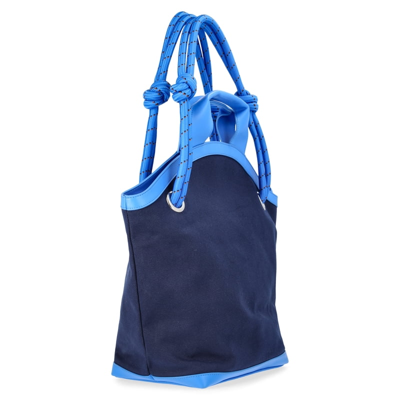 Women's Canvas Tote Bag with Rope Handles and Faux Leather Bottom