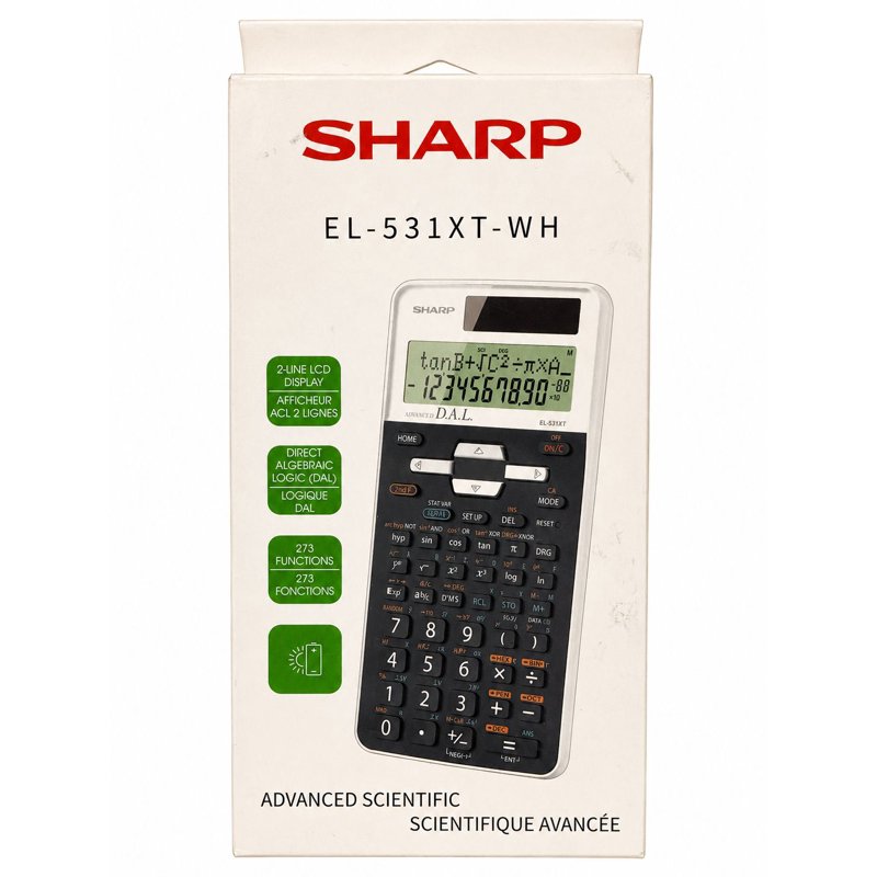 Scientific Calculator with 2-Line Display Fraction & N-Base Calculations Portable White