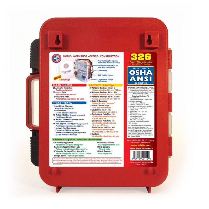 First Aid Kit with Hard Case 326 Pieces for Emergency & Home Use