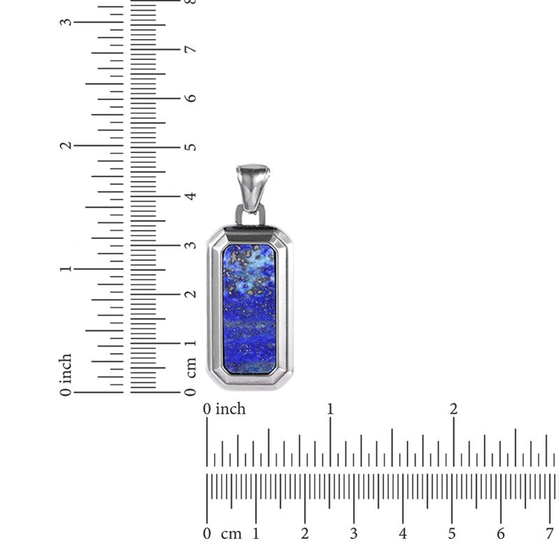 Lapis Lazuli Bead Pendant Necklace with Stainless Steel Chain – Natural Gem Jewelry