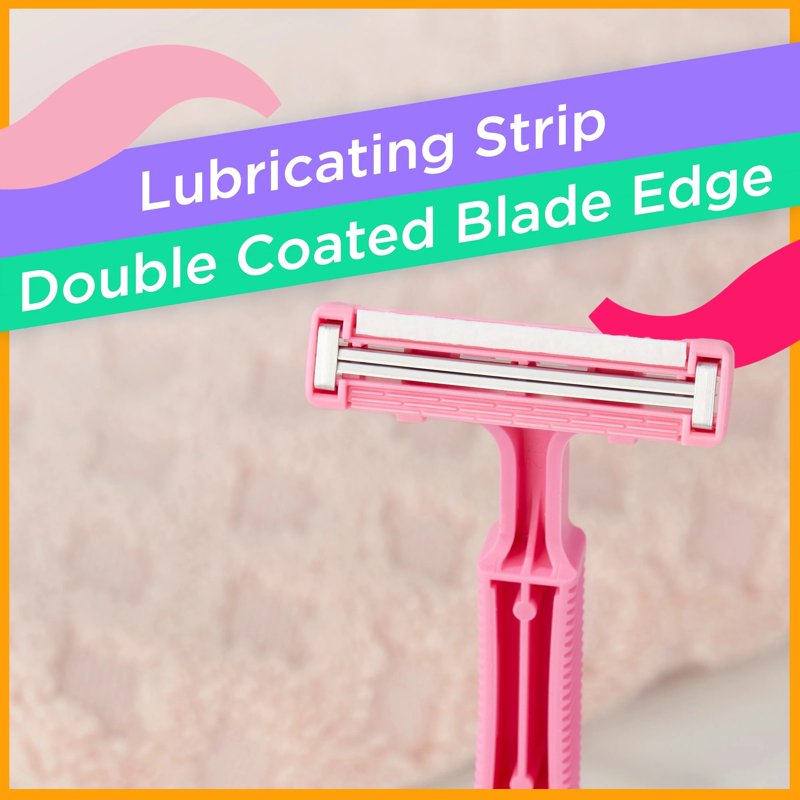 Disposable Women's Razors Pack - 2 Blade, Lubricating Strip, Easy Grip Handle