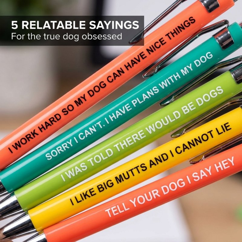Funny Dog Lover Pens 5-Pack - Snarky Sayings Ballpoint Gag Gift