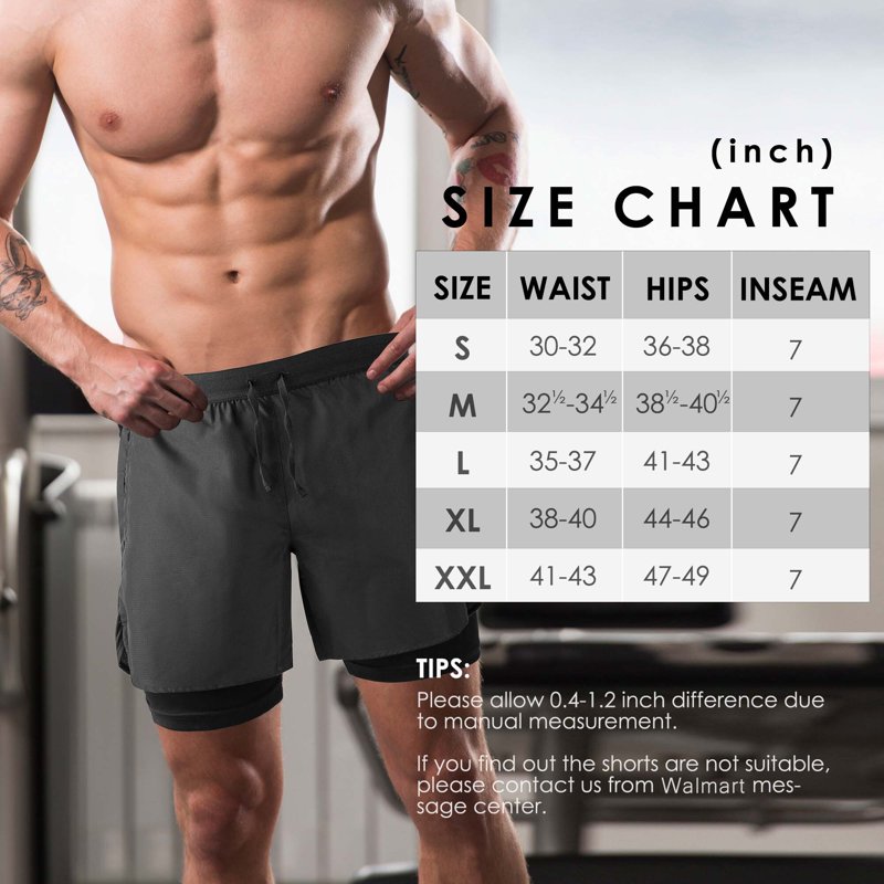 Men's Athletic Shorts with Liner - Quick Dry Workout & Sports Shorts, 2 Pack