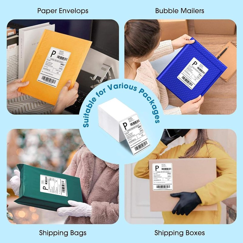 4 x 6 Waterproof Shipping Labels Bulk Pack with Strong Adhesive for Thermal Printers
