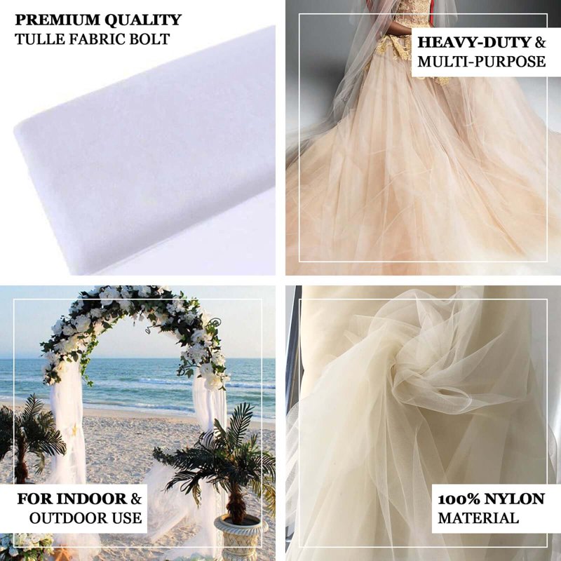 Large Wedding Tulle Fabric Roll 108x50 Yards for Party Decorations White