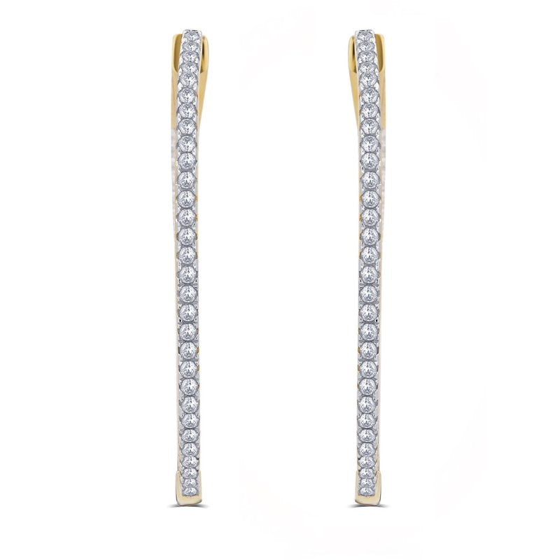 1/2 Carat CZ Gold-Tone Hoop Earrings - Inside & Outside Brass Jewelry