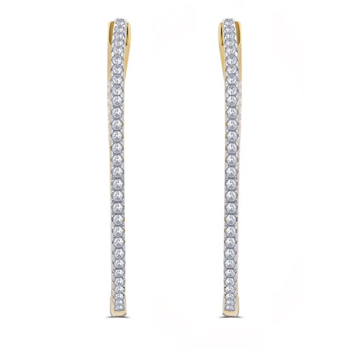 1/2 Carat CZ Gold-Tone Hoop Earrings - Inside & Outside Brass Jewelry