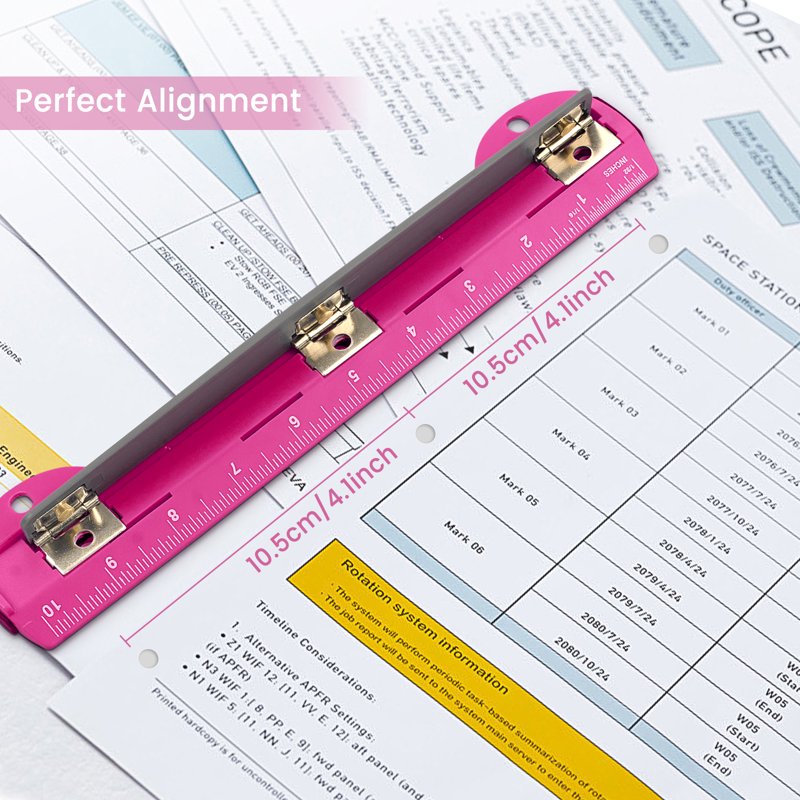 Portable 3 Hole Puncher for Ring Binders with Ruler and Chip Tray - Office & Home