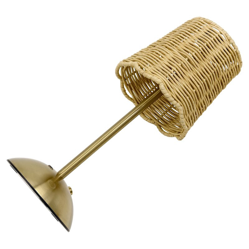 Cordless Rattan and Gold Table Lamp with Touch Dimmer - Home Decor
