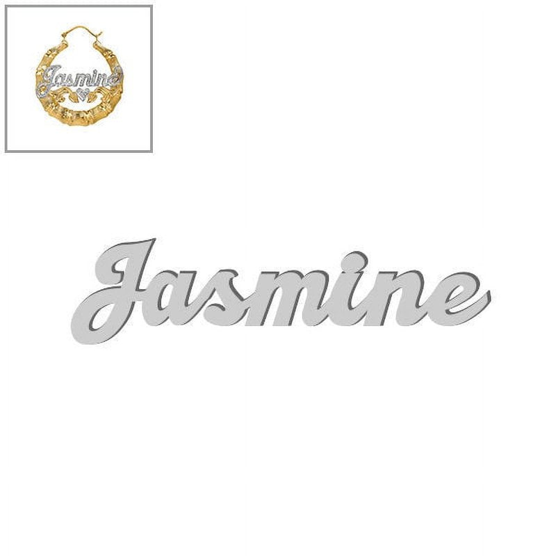 Personalized Bamboo Hoop Earrings with Beading and Rhodium Finish – Custom Name Jewelry