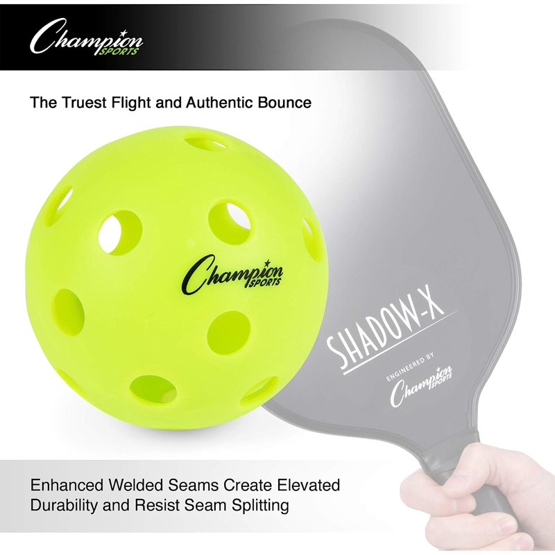 USAPA-Approved Indoor Pickleball Balls - 3" Official Size, 6 Pack, Optic Yellow
