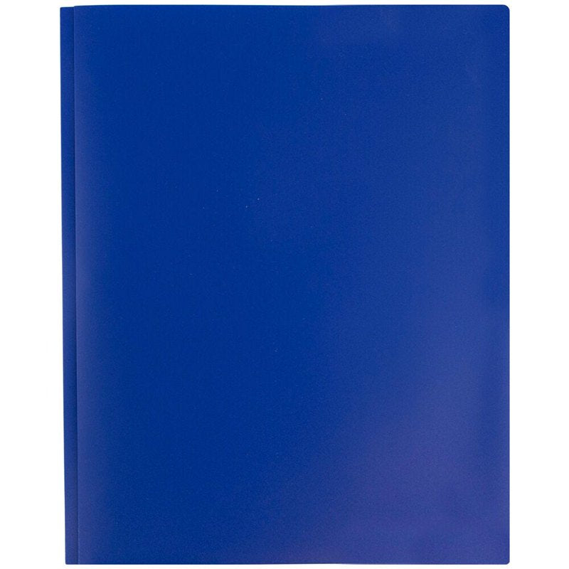 Blue Plastic 2-Pocket Folder with Metal Prongs & Business Card Slot, 3 Pack