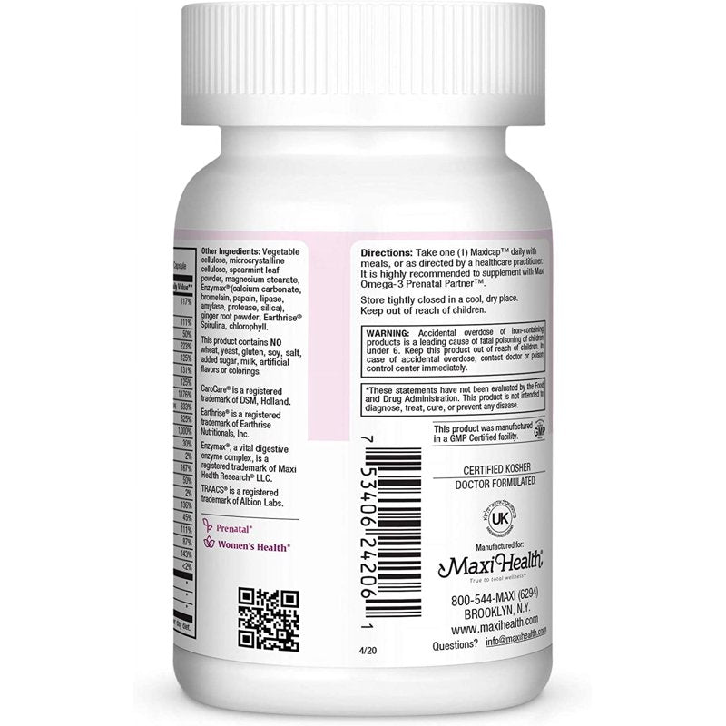 Prenatal Multivitamins with Iron & Biotin - Complete Pregnancy Support, 60+ Count