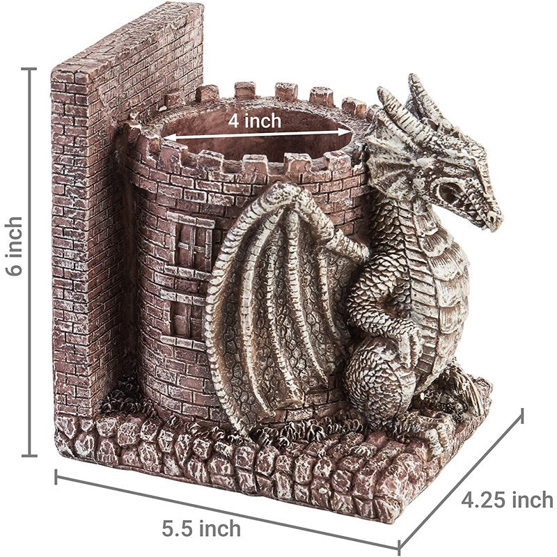 Dragon Castle Bookends with Pencil Holders - Fantasy Decor