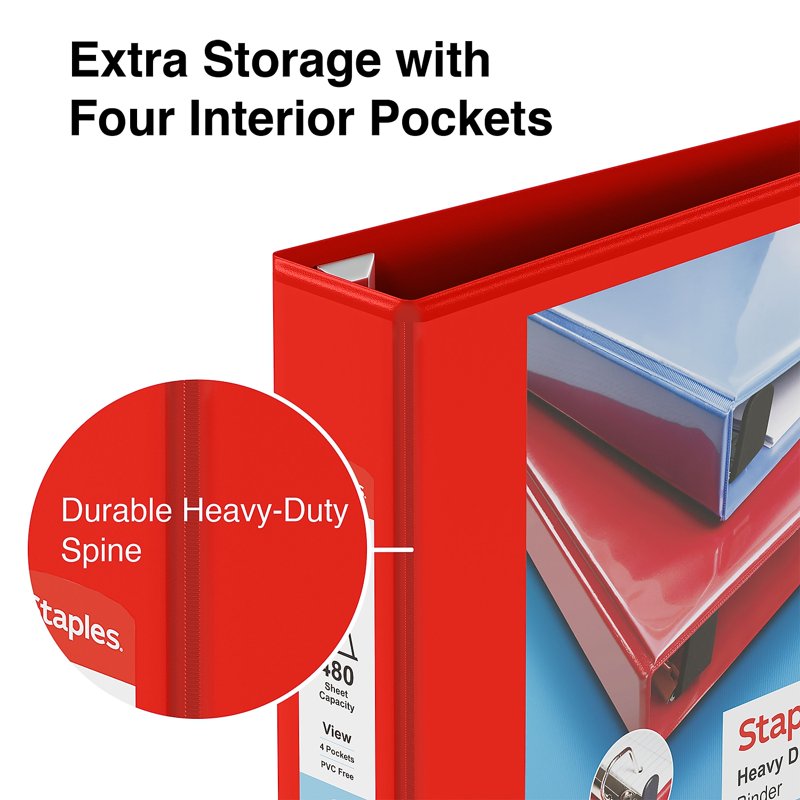 Heavy-Duty 2-Inch D-Ring View Binder - 480 Sheet Capacity, Multiple Colors