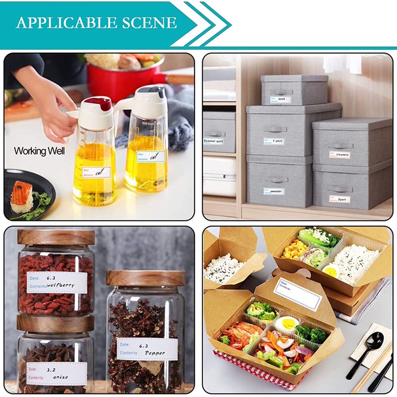 Removable Food Storage Labels Roll - 900Pcs 1x3 Inch Waterproof Refrigerator Labels for Freezer & Pantry Organization