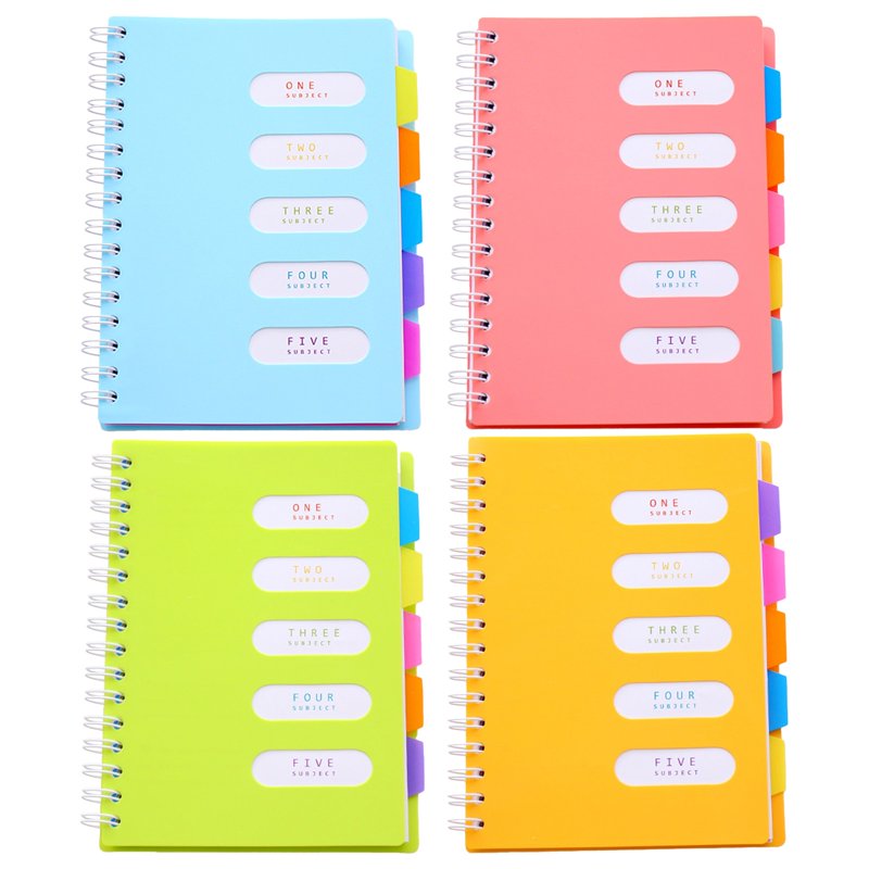 A5 Wide Ruled Spiral Notebook with Divider Tabs - 240 Pages, Hardcover, Blue