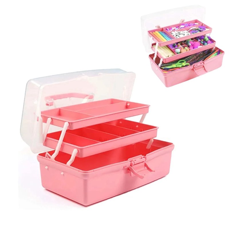 12-Inch Multi-Layer Folding Storage Box for Crafts, Sewing, Tools