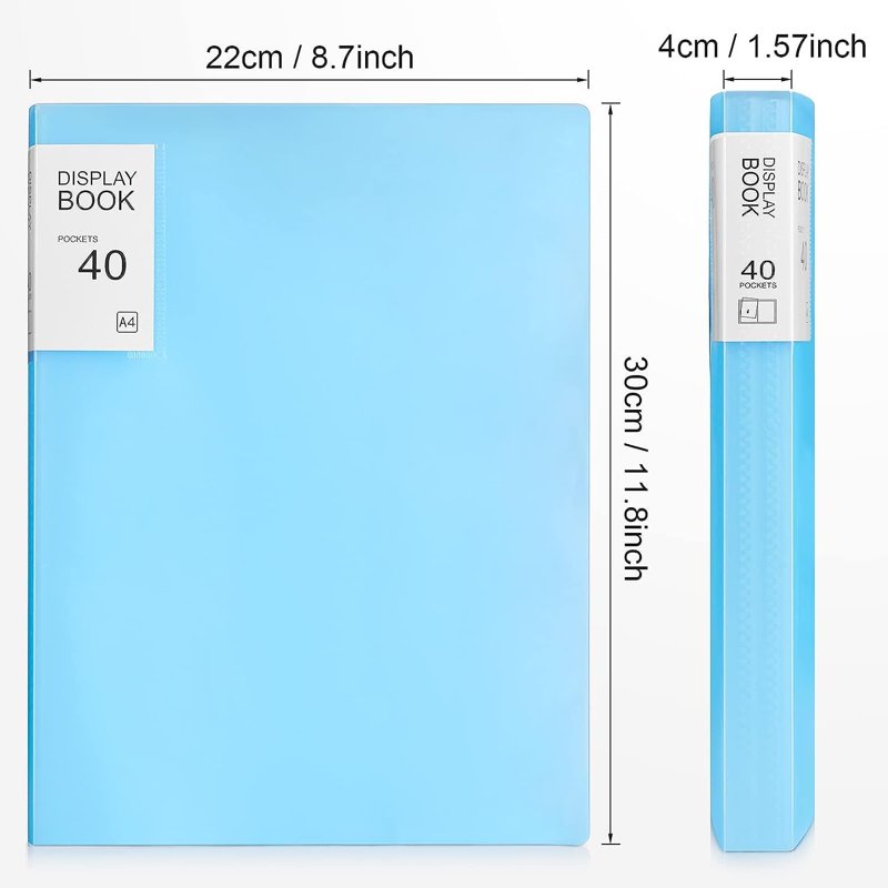 4-Pack A4 Plastic Presentation Binders with 40 Clear Sheet Protectors, Waterproof File Folders, Multi-Color Office Organizer