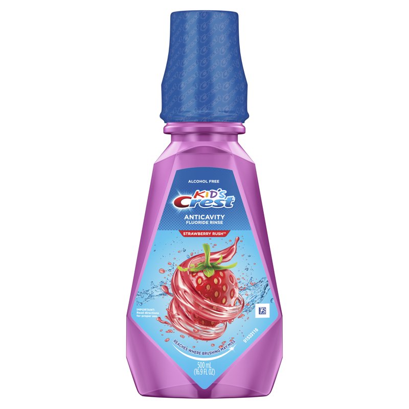 Kids Fluoride Mouthwash with Strawberry Flavor - Alcohol-Free, 2 Pack