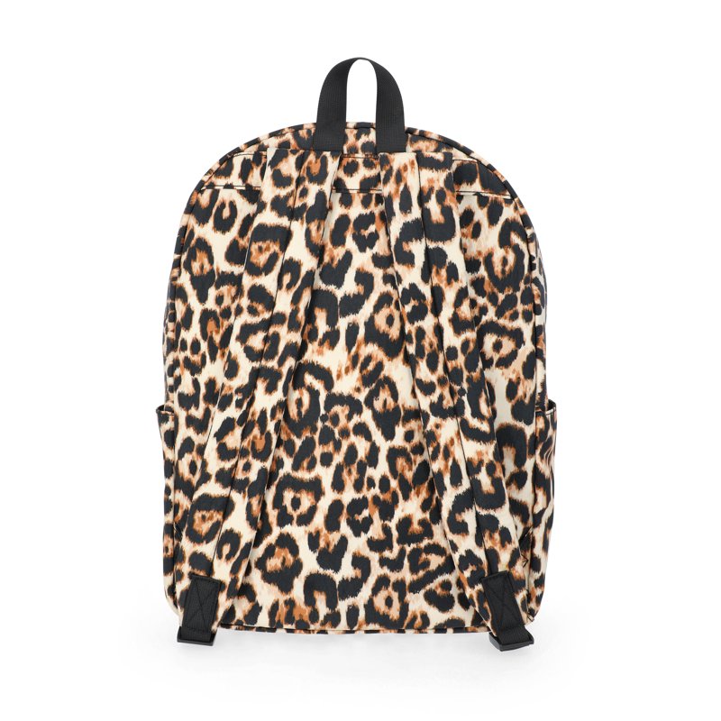 Women's Dome Backpack with Adjustable Straps and Multiple Pockets - Natural Leopard