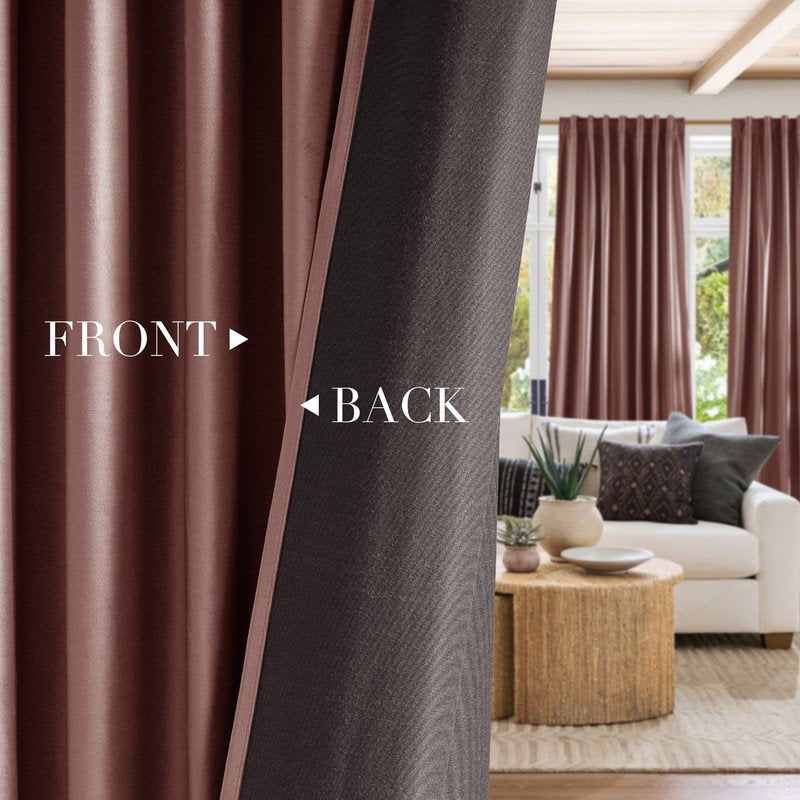 Velvet Blackout Curtains for Bedroom & Living Room - Thermal Insulated Room Darkening Window Treatments, Set of 2