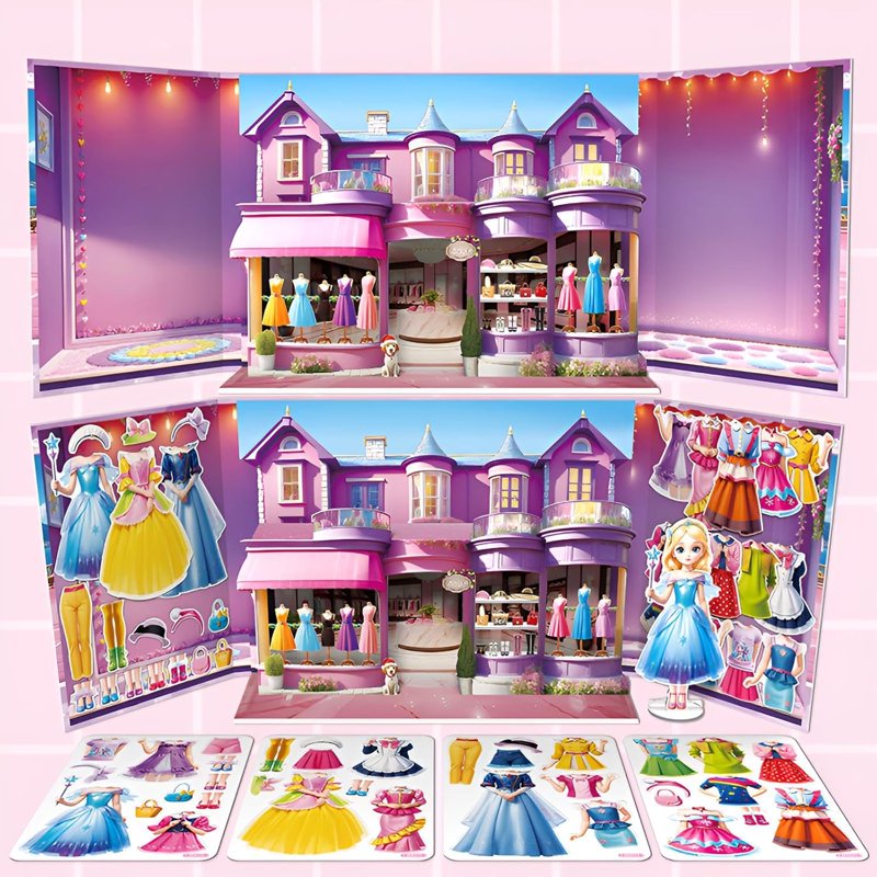 Magnetic Princess Dress-Up Paper Dolls Playset for Kids - Travel Toy & Costume Play
