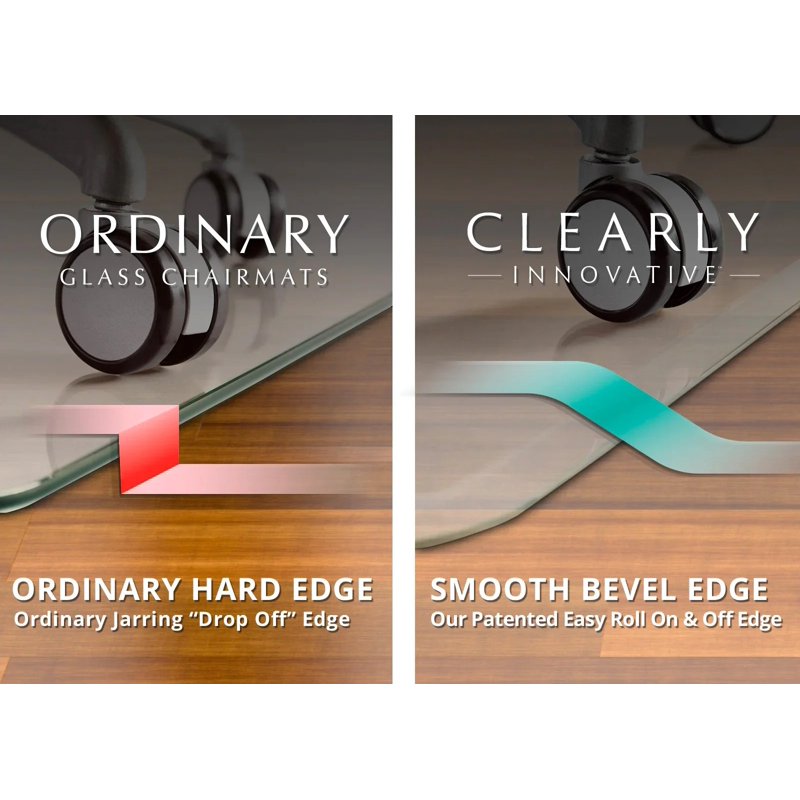 Glass Chair Mat with Beveled Edge - Heavy Duty Office Floor Protector
