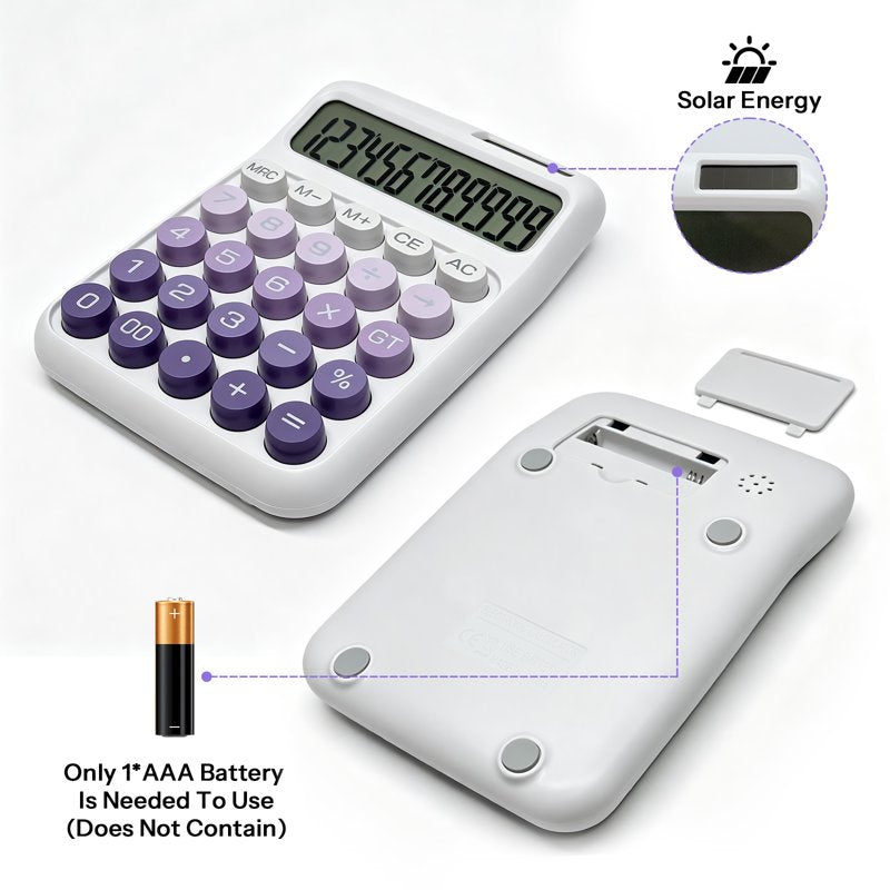 2 Pack Solar & Battery Powered Desktop Calculator with Large LCD & Big Buttons