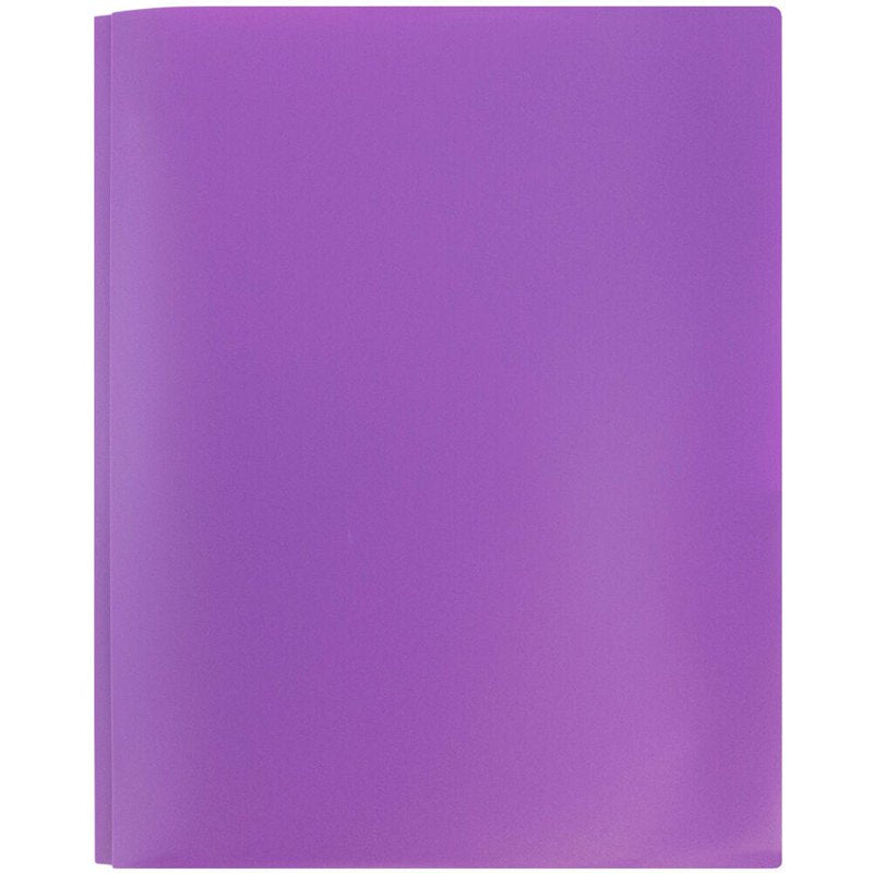 Plastic Pocket Folders with Metal Clasps - 2 Pockets, 3 Pack, Purple