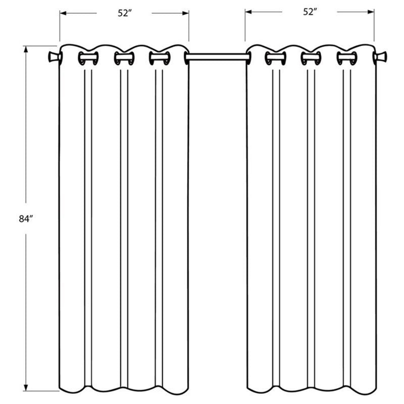 Thermal Insulation Grommet Curtain Panel Set - Grey, 54x84 Inches