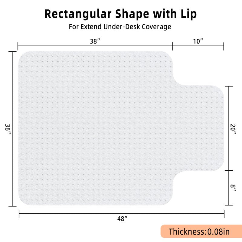 GPED 36" x 48" Office Chair Mat for Carpet - Studded, Non-Slip Carpet Protector