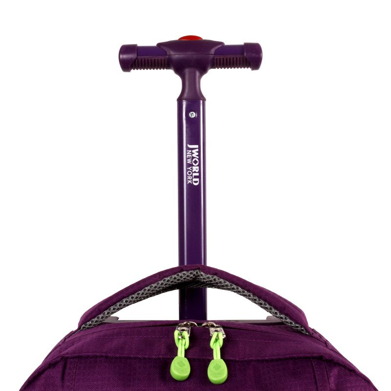 Kids Rolling Backpack 18-Inch School & Travel Bag with Wheels Purple