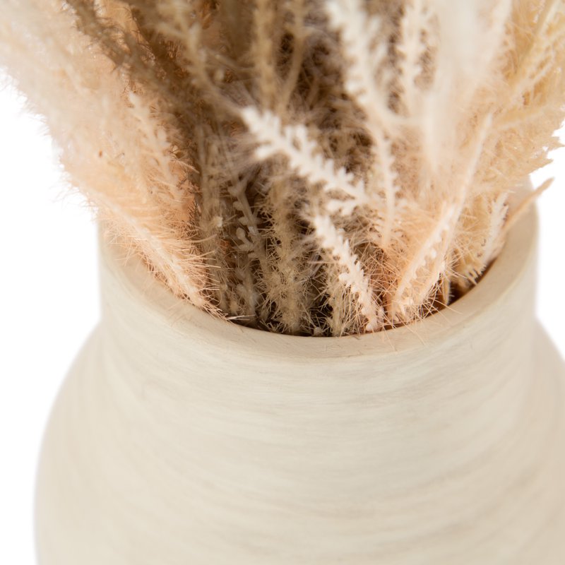 Artificial Pampas Grass Arrangement in Cement Vase - Indoor Decor