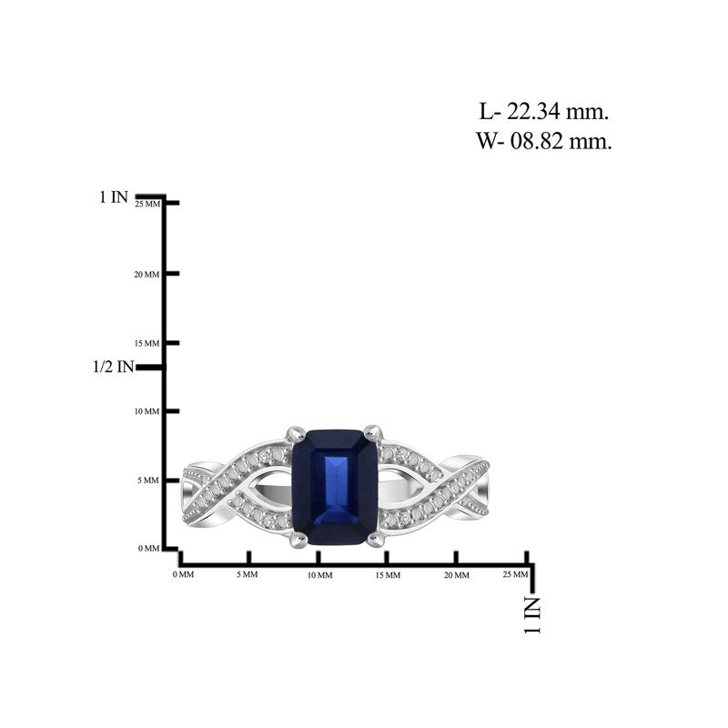 Sterling Silver Sapphire Birthstone Ring with White Diamond Accents – Hypoallergenic Jewelry
