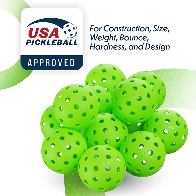 Pro Aviana Tournament Outdoor Pickleball Balls - 6pc Set, Green, USAPA Approved