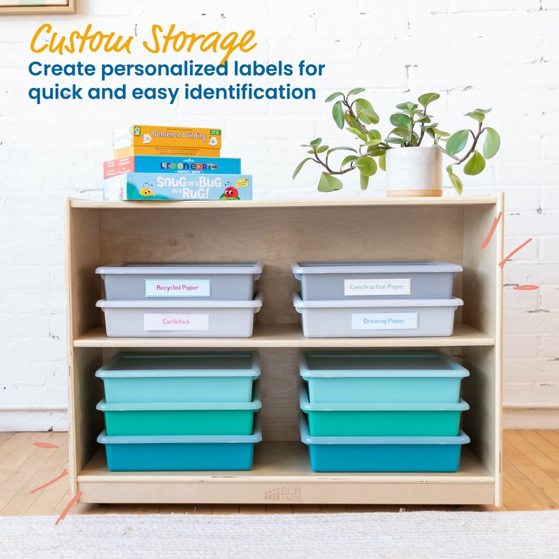 Letter Size Plastic Storage Trays with Lids - 10 Pack Classroom Organization