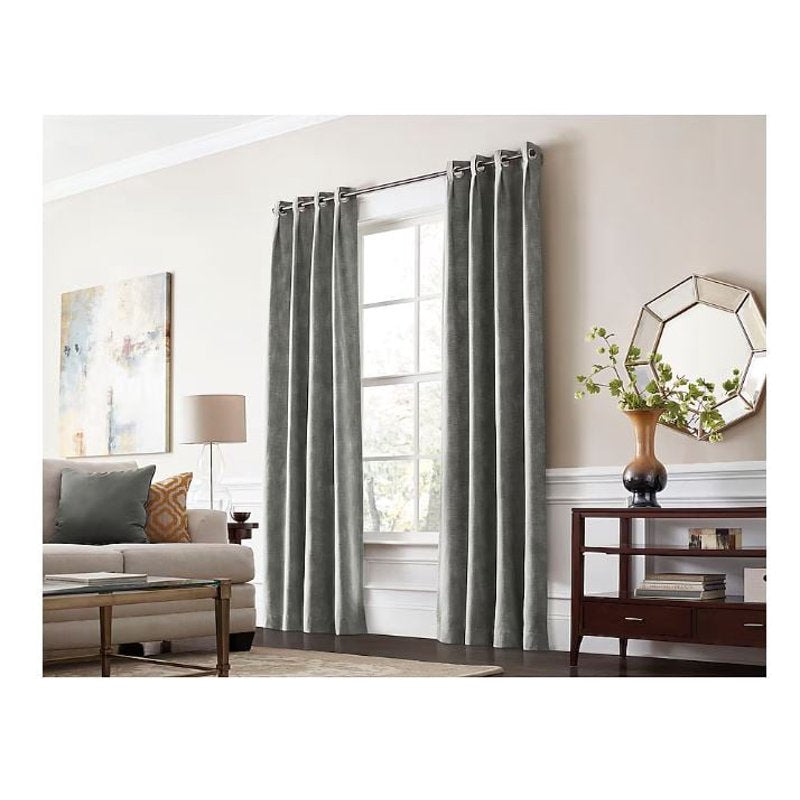 84-Inch Gray Thermal Room Darkening Curtain Panel with Grommets