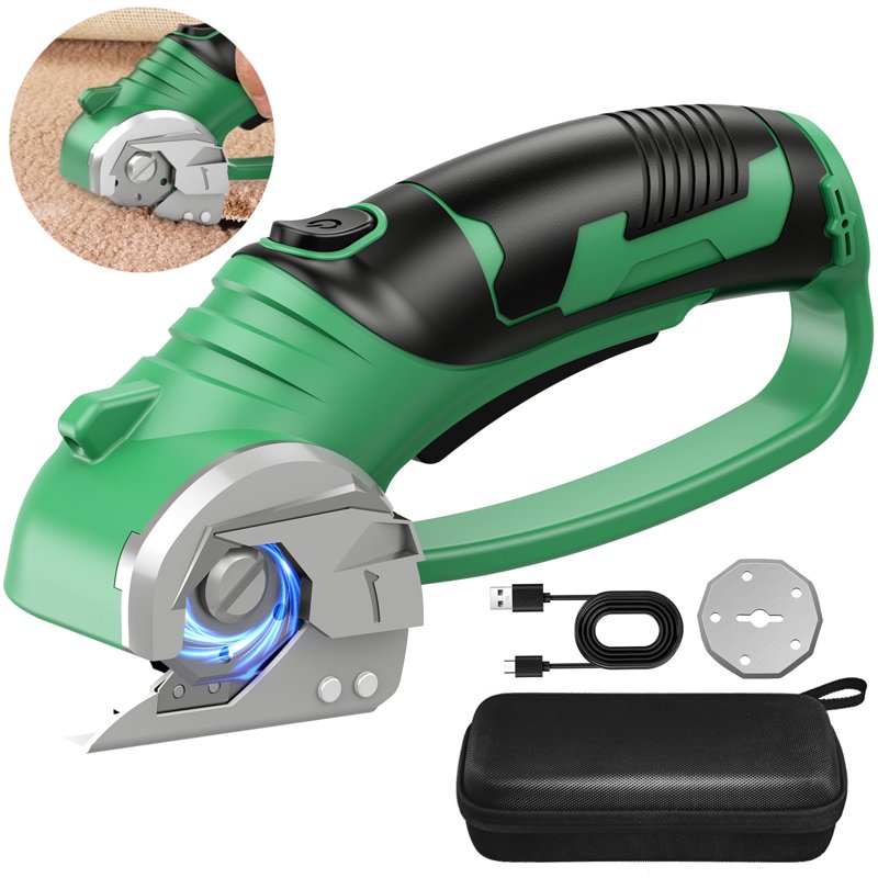 Cordless Electric Cardboard Cutter with Blades, Safety Lock & LED Light