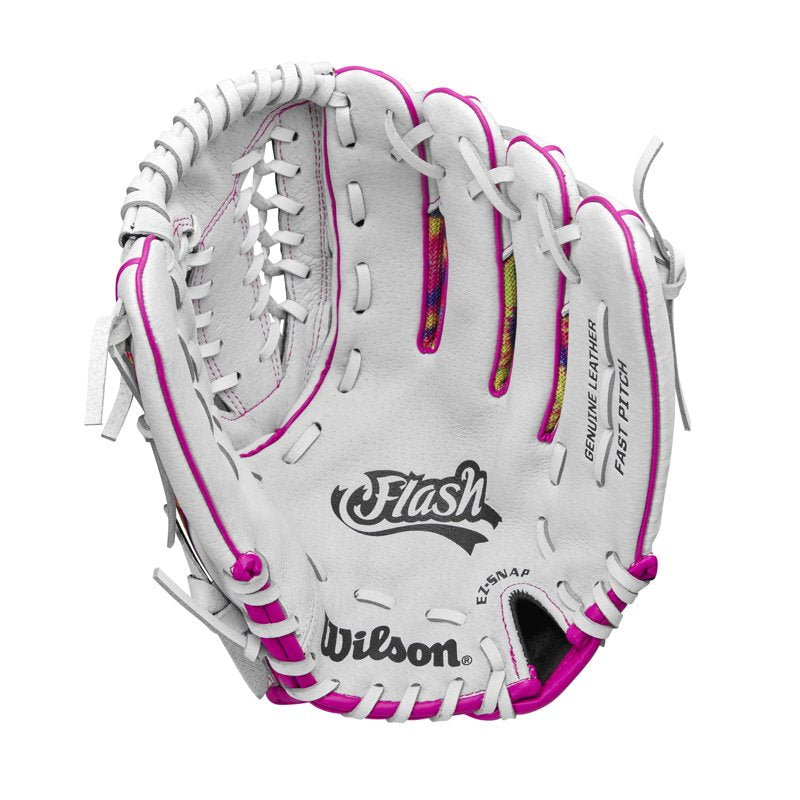 Youth Fastpitch Softball Glove 12 Inch Outfield Mitt for Right Hand Throw - White Tie Dye