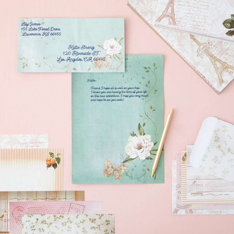 Vintage Gold Border Letter Stationery Set with Envelopes - 60 Sheets & 30 Envelopes, 7.25 x 10.2 Inches