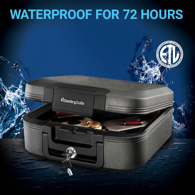 Fire and Water-Resistant Security Chest 0.28 Cu Ft with Key Lock