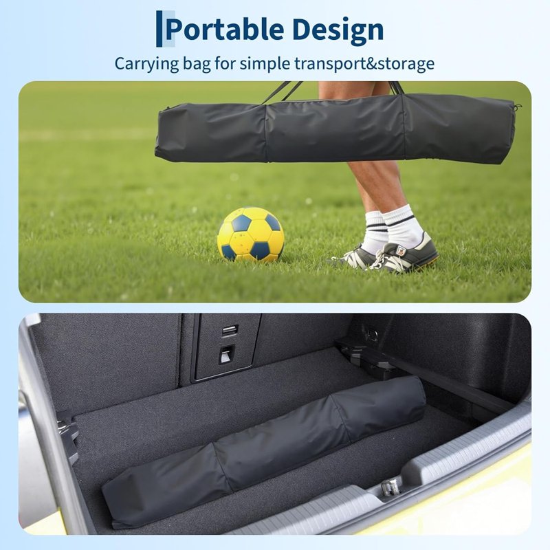 Sturdy 12x6 Ft Portable Soccer Goal with Metal Base – Collapsible, All-Weather net, Carry Bag Included, Black & Yellow