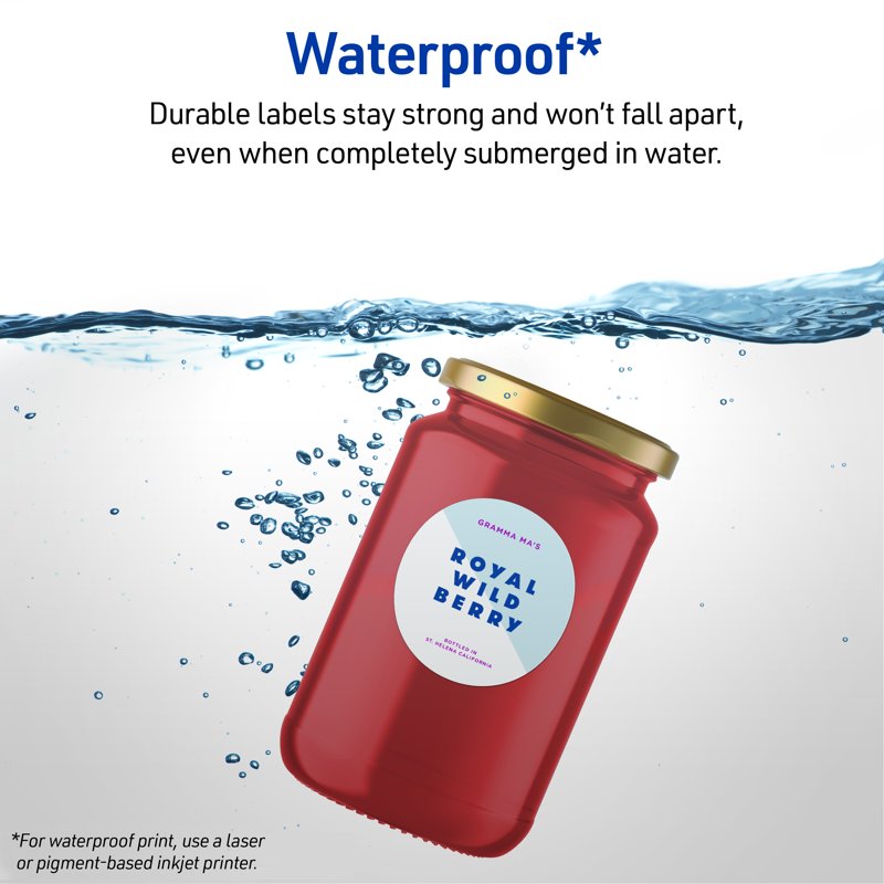 Waterproof 2-Inch Round Labels for Food, Craft & Business Use - 96 Pack