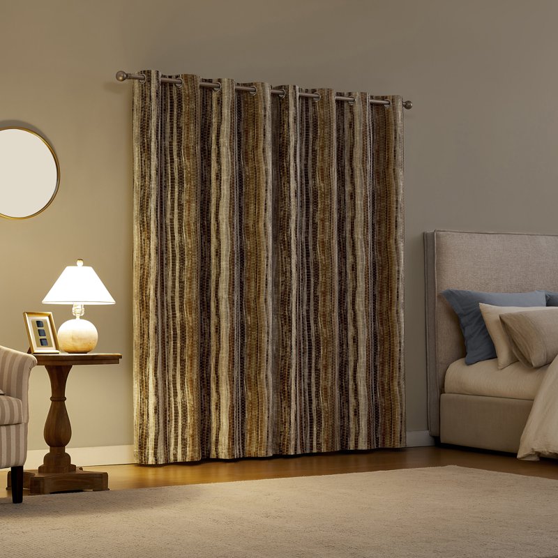 Blackout Curtain Panel with Grommets - Abstract Stripe, Thermal & Noise Reduction