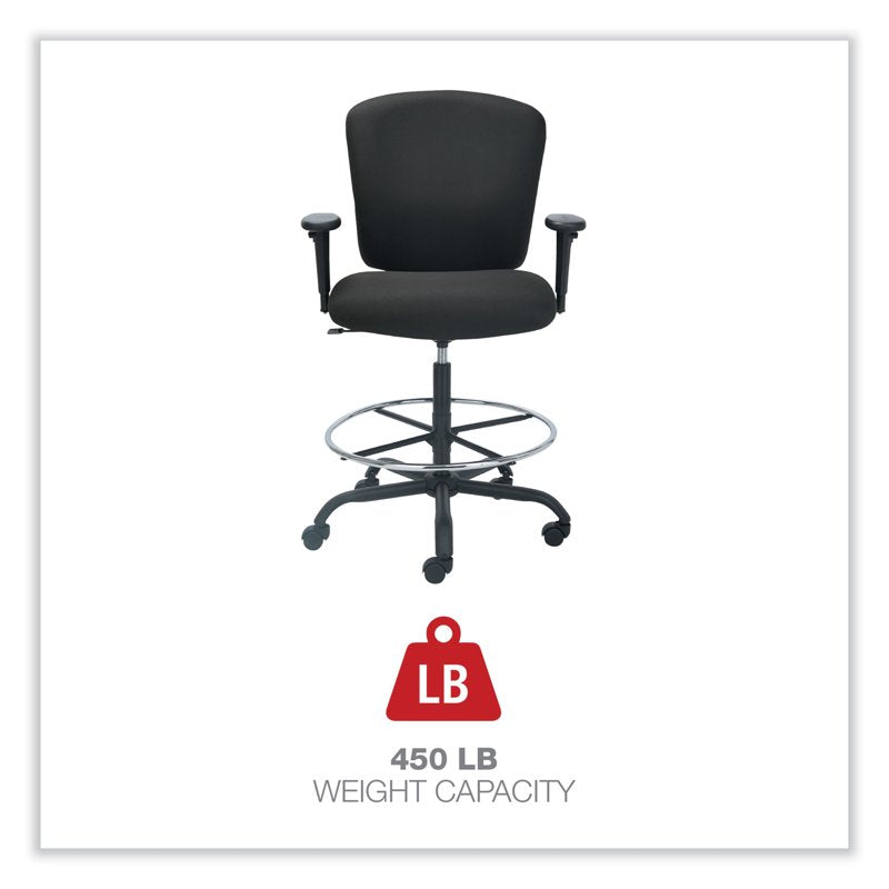 Big and Tall Office Stool with Height Adjustment Supports Up to 450 lb - Black