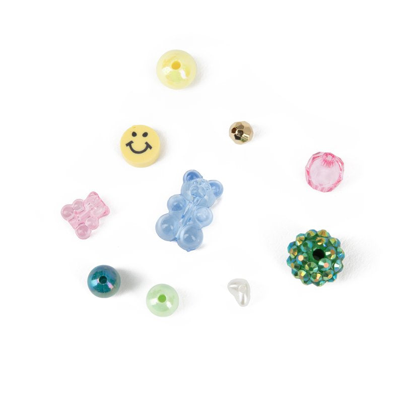 Pastel Acrylic Bead Set with Smileys & Gummy Bears for Jewelry Crafts - 135g, 500 Pieces